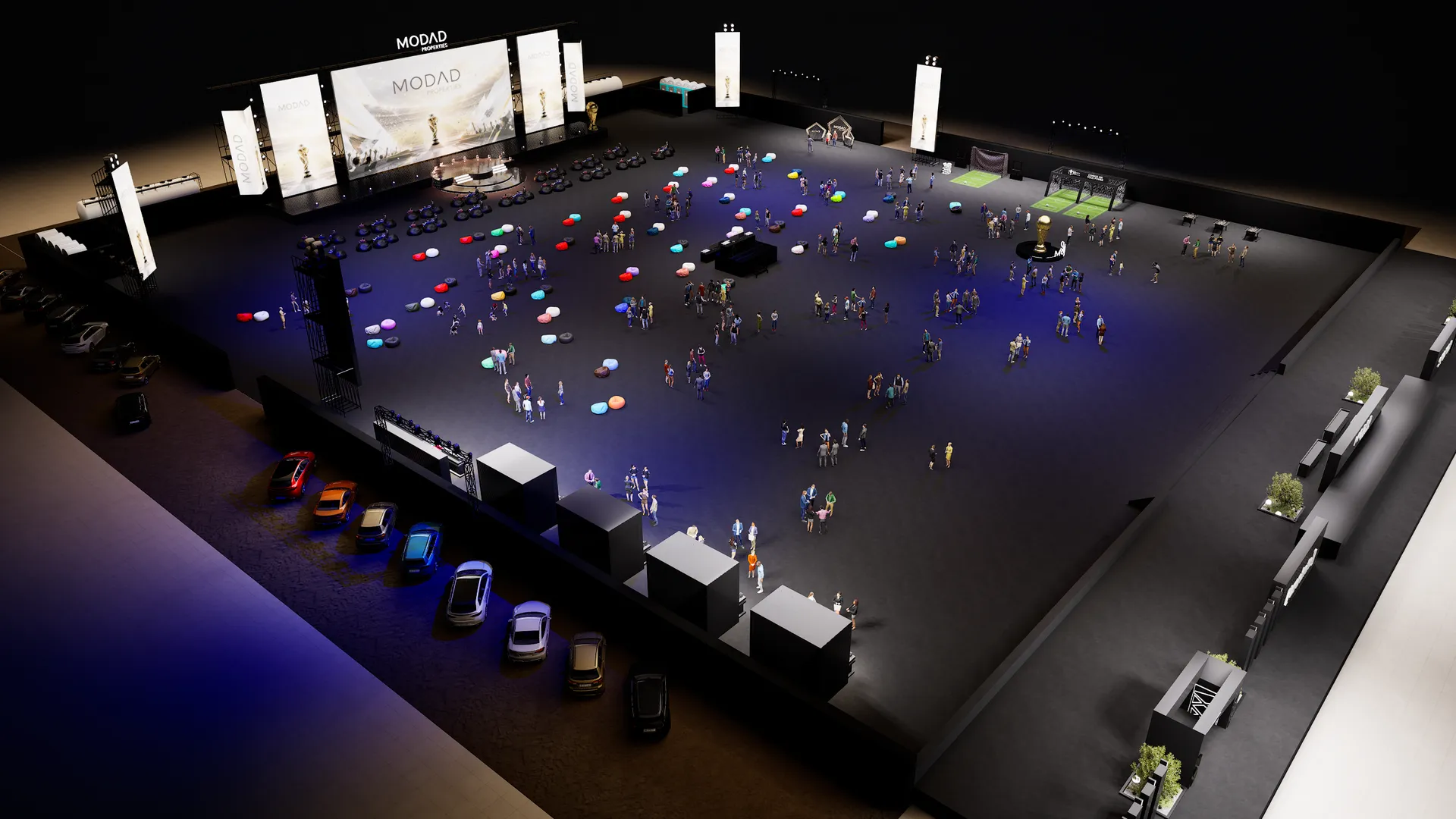 Aerial night view of the event